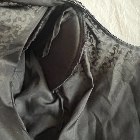 VTG Sz L Lawrence Kazar Silk Sequined New Years 2000 top shoulder pads y2k - Picture 3 of 16